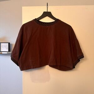 Dressed in LALA Brown Crop Top with Black Accents